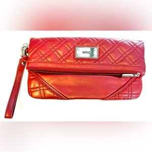 New York & Company Red Quilted Clutch